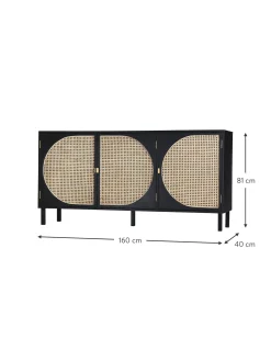 Aparador Artesanal De Madera Sukai Y Tejido Vienes Lizzie