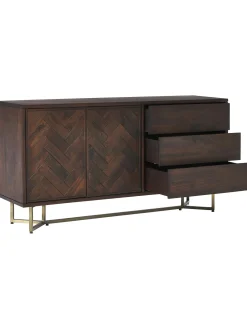 Aparador De Madera Maciza Diseno Espiga Con Cajones Y Puertas Luca