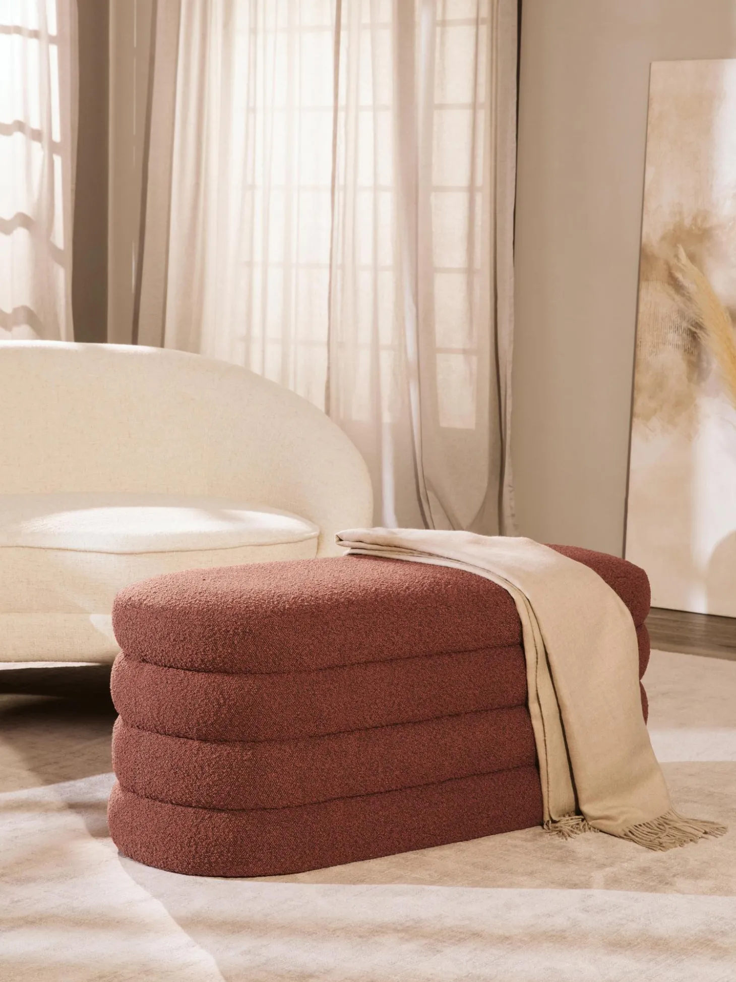 Banco Tapizado En Tejido Boucle Alto