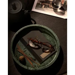 Bandeja Redonda Decorativa De Marmol Venice