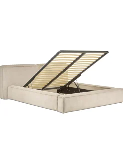 Cama Tapizada En Pana Lennon, Con Espacio De Almacenamiento