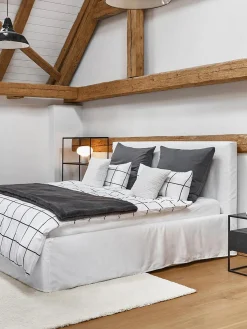 Cama Tapizada Feather, Con Espacio De Almacenamiento