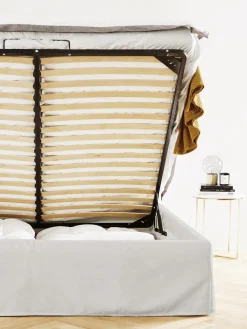 Cama Tapizada Feather, Con Espacio De Almacenamiento