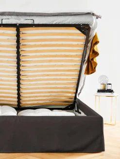 Cama Tapizada Feather, Con Espacio De Almacenamiento