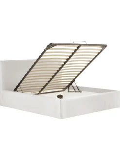 Cama Tapizada Feather, Con Espacio De Almacenamiento