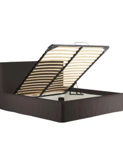 Cama Tapizada Feather, Con Espacio De Almacenamiento