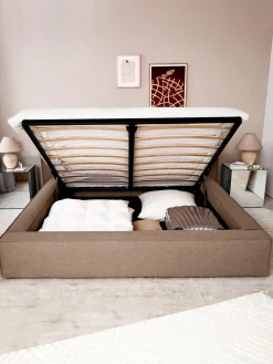 Cama Tapizada Lennon, Con Espacio De Almacenamiento