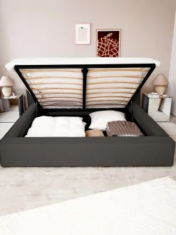 Cama Tapizada Lennon, Con Espacio De Almacenamiento