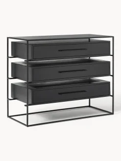 Comoda Cajonera Lyle, Con Tablero De Cristal