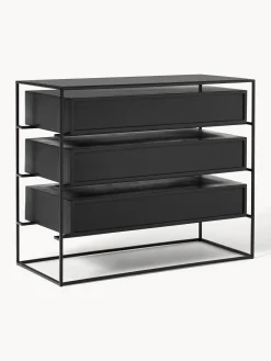 Comoda Cajonera Lyle, Con Tablero De Cristal