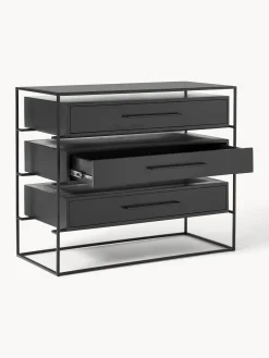 Comoda Cajonera Lyle, Con Tablero De Cristal