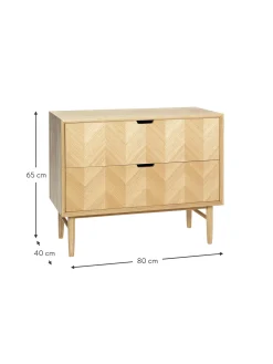 Comoda De Madera De Roble Con Diseno En Espiga Herringbone