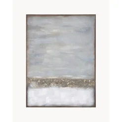 Cuadro En Lienzo Pintado A Mano Con Marco De Madera Abstract Horizon