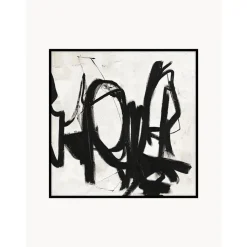 Cuadro En Lienzo Pintado A Mano Playblack, Marco De Madera