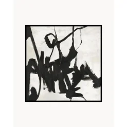 Cuadro En Lienzo Pintado A Mano Playblack, Marco De Madera