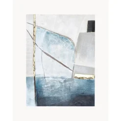 Cuadro En Lienzo Pintado A Mano Golden Blue Ii