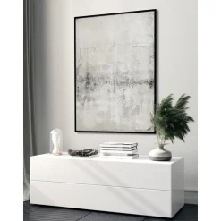 Cuadro En Lienzo Pintado A Mano Simple Living, Marco De Madera