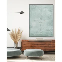 Cuadro En Lienzo Pintado A Mano Simple Living, Marco De Madera