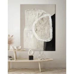 Cuadro En Lienzo Pintado A Mano White Stone