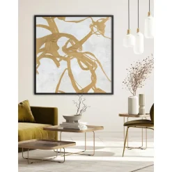 Cuadro En Lienzo Pintado A Mano Goldplay, Marco De Madera