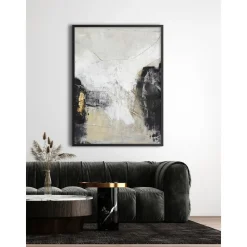 Cuadro En Lienzo Pintado A Mano Noir, Marco De Madera