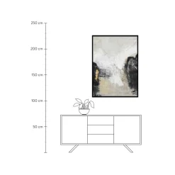 Cuadro En Lienzo Pintado A Mano Noir, Marco De Madera