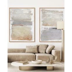 Cuadro En Lienzo Pintado A Mano Scenario, Marco De Madera