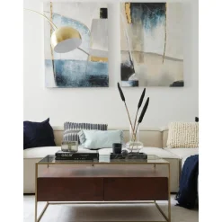 Cuadro En Lienzo Pintado A Mano Golden Blue I