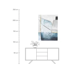 Cuadro En Lienzo Pintado A Mano Golden Blue Ii