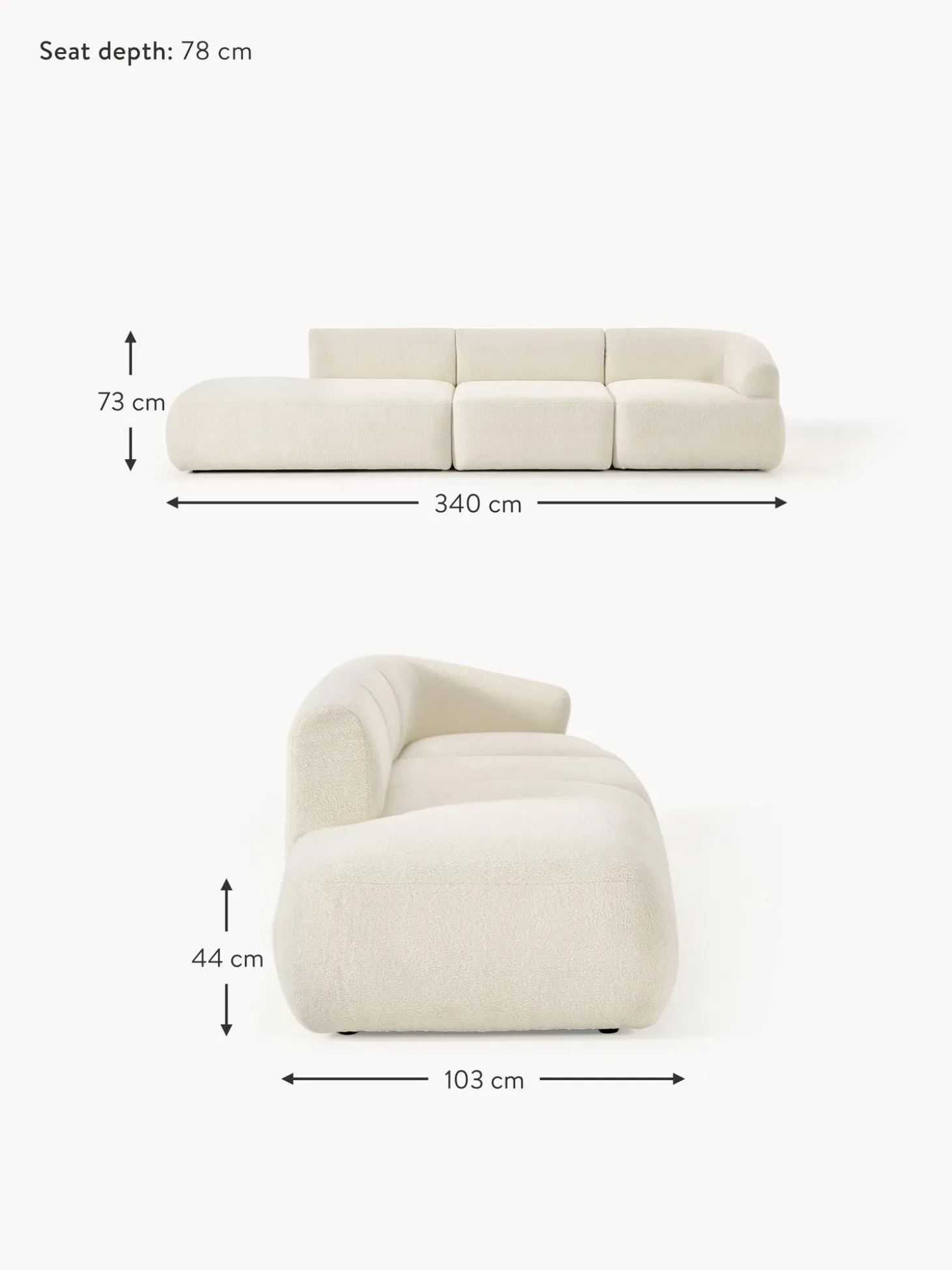 Divan Modular Grande De Borreguillo Sofia