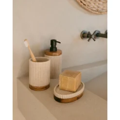 Dosificador De Jabon Con Madera Laura