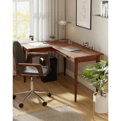 Escritorio Esquinero De Madera De Mango Con Cajones Paul