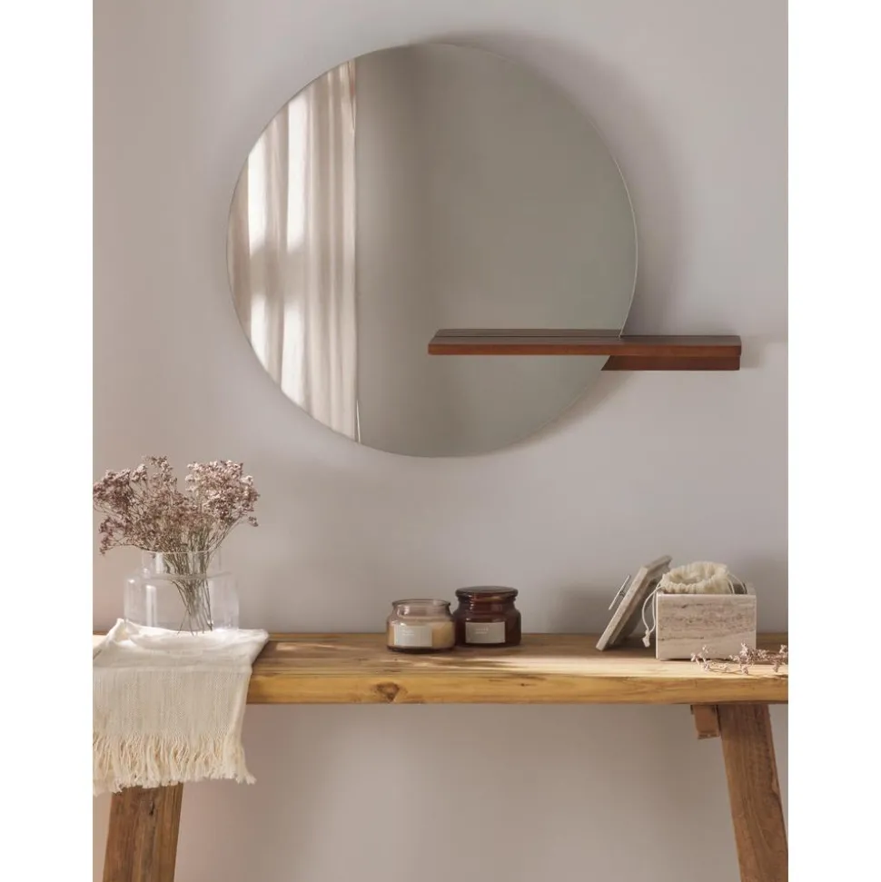 Espejo De Pared Con Estante De Madera Sandro