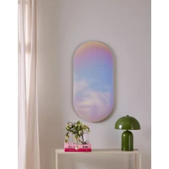 Espejo De Pared De Diseno Iridiscente Ruby