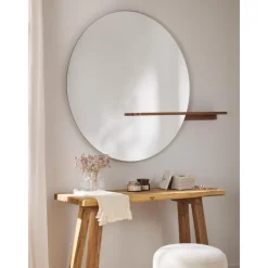 Espejo De Pared Grande Con Estante De Madera Sandro