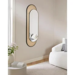 Espejo De Pared Ovalado Con Tejido Vienes Esma