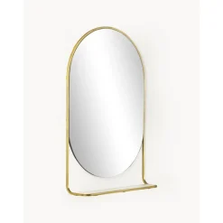 Espejo De Pared Ovalado Verena, Con Estante De Marmol