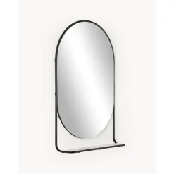 Espejo De Pared Ovalado Verena, Con Estante De Marmol