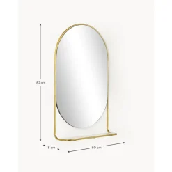 Espejo De Pared Ovalado Verena, Con Estante De Marmol