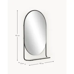 Espejo De Pared Ovalado Verena, Con Estante De Marmol