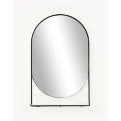 Espejo De Pared Ovalado Verena, Con Estante De Marmol