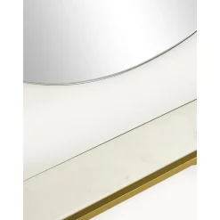 Espejo De Pared Ovalado Verena, Con Estante De Marmol