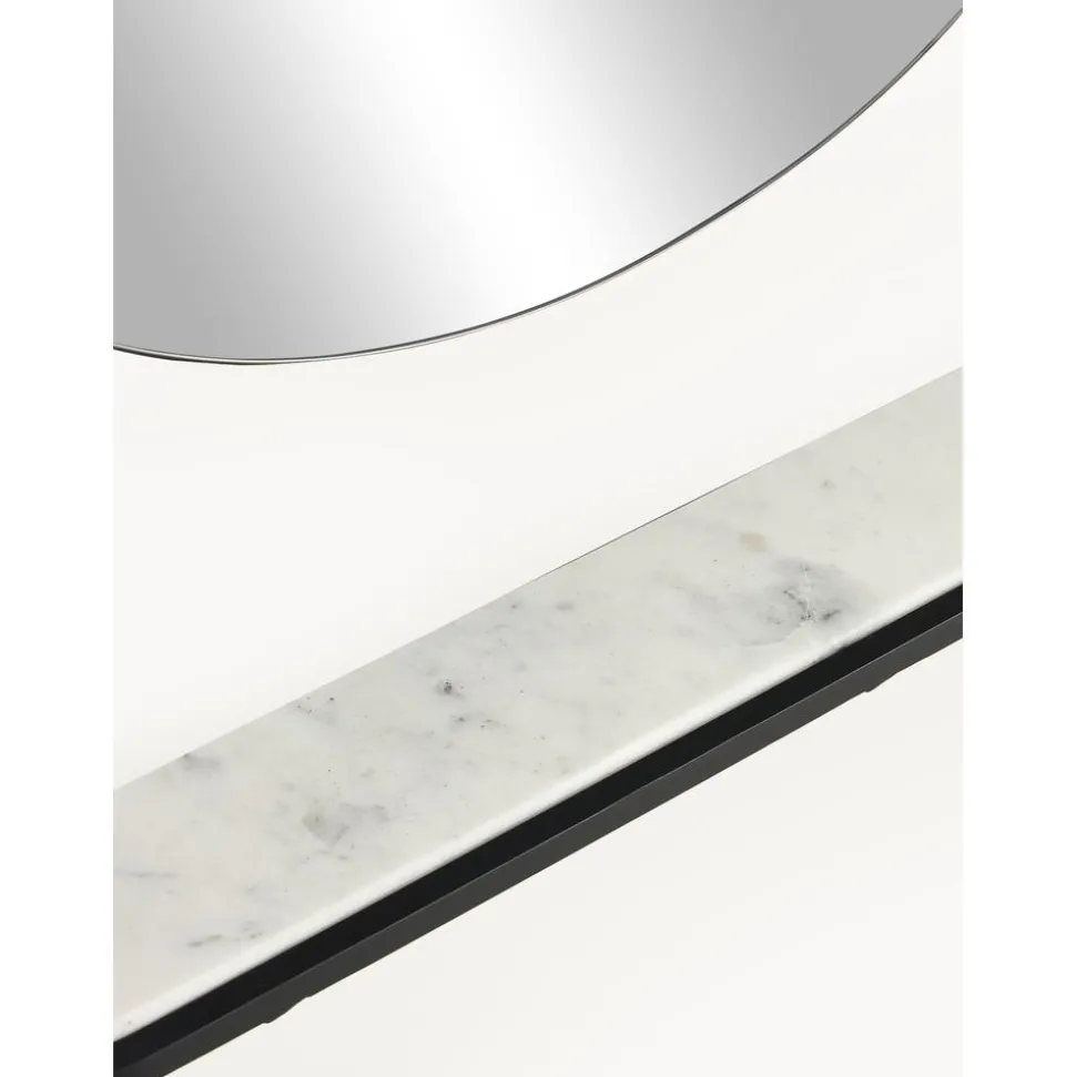 Espejo De Pared Ovalado Verena, Con Estante De Marmol