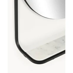 Espejo De Pared Ovalado Verena, Con Estante De Marmol