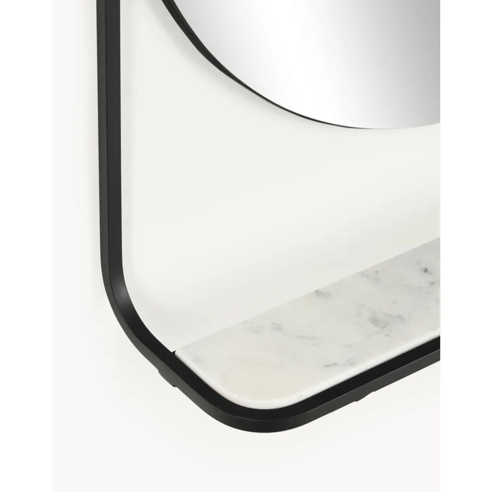 Espejo De Pared Ovalado Verena, Con Estante De Marmol