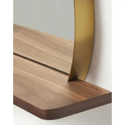 Espejo De Pared Redondo Con Estante De Madera Kenny
