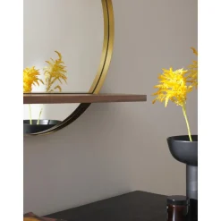 Espejo De Pared Redondo Con Estante De Madera Kenny