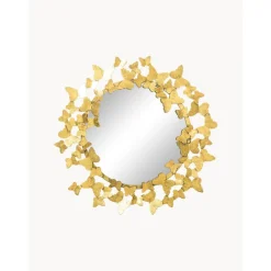 Espejo De Pared Redondo De Metal Butterfly, Estilo Vintage