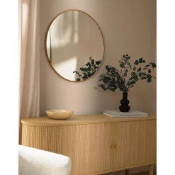 Espejo De Pared Redondo De Roble Avery