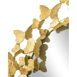 Espejo De Pared Redondo De Metal Butterfly, Estilo Vintage